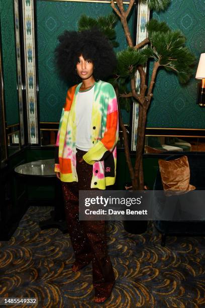 Julia Sarr-Jamois attends a dinner to celebrate the launch of FRAME x Julia Sarr-Jamois collection at Caviar Kaspia on April 26, 2023 in London,...