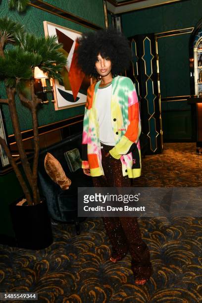Julia Sarr-Jamois attends a dinner to celebrate the launch of FRAME x Julia Sarr-Jamois collection at Caviar Kaspia on April 26, 2023 in London,...