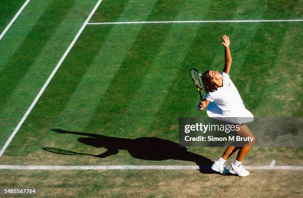 Jennifer Capriati of United States in action during the Women's Singles at The Wimbledon Lawn Tennis Championship at the All England Lawn and Tennis...