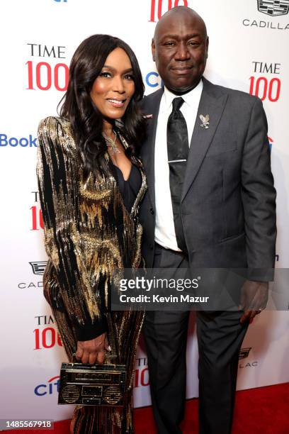 Angela Bassett and Benjamin Crump attend the 2023 TIME100 Gala at Jazz at Lincoln Center on April 26, 2023 in New York City.