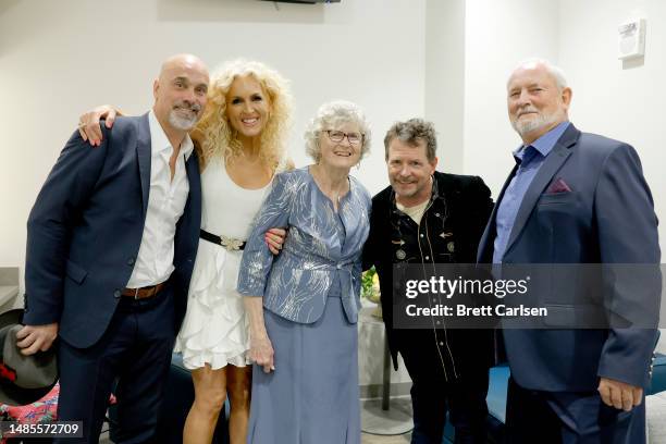 Stephen Schlapman, Kimberly Schlapman of Little Big Town, Barbara Bramlett, Michael J. Fox and Tolbert Bramlett attend A Country Thing Happened On...