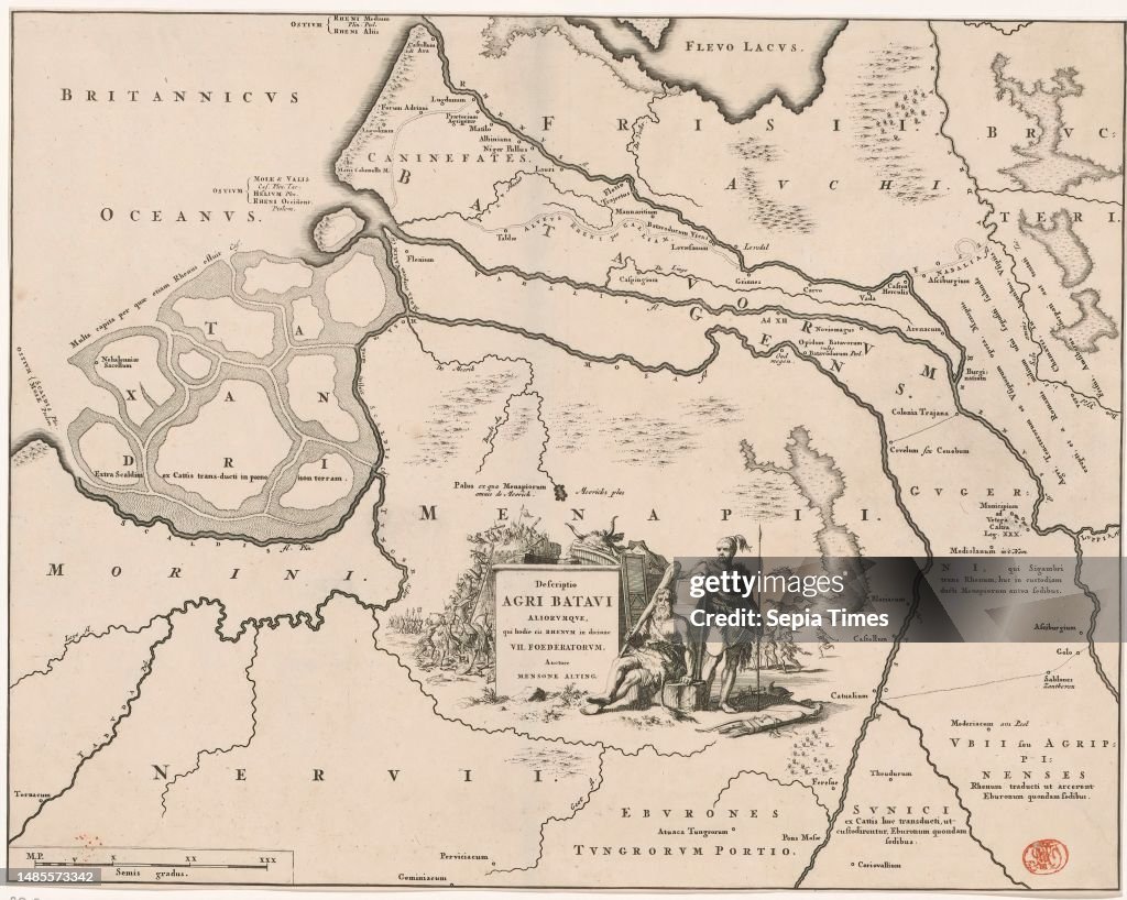 Dutch Batavia Map Historical map of the Netherlands with the areas of the Batavians and ...