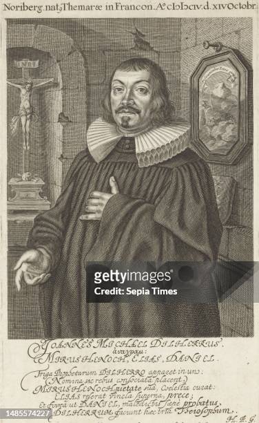 Portrait of Johann Michael Dilherr, Jakob von Sandrart, after Georg Strauch print maker: Jakob von Sandrart, , intermediary draughtsman: Georg...