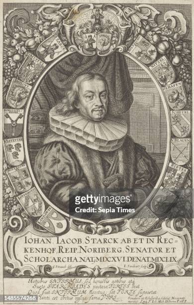 Portrait of Johann Jacob Starck von Reckenhof, Jakob von Sandrart, after Georg Strauch print maker: Jakob von Sandrart, , intermediary draughtsman:...