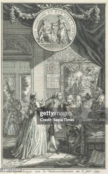Establishment of the Widows' Exchanges Ter oprichtinge van de Weduwenbeurzen in 't jaer 1749 , The establishment of the Widows' Exchange or Exchanges...