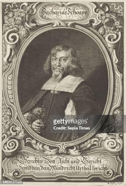 Portrait of Zacharias Schoapp, Bartholomaus Kilian , after Georg Strauch Text in Latin in the cartouche, print maker: Bartholomaus Kilian , ,...