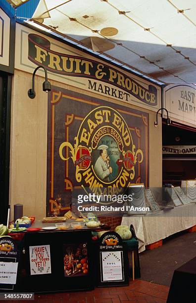 a variety of goods are on sale at the east end market. - adelaide markets stock pictures, royalty-free photos & images