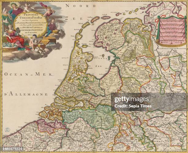 Map of the Republic of the Seven United Netherlands, Provinces-Unies des Pays-Bas avec leurs acquisitions dans la Flandre , Left title cartouche...