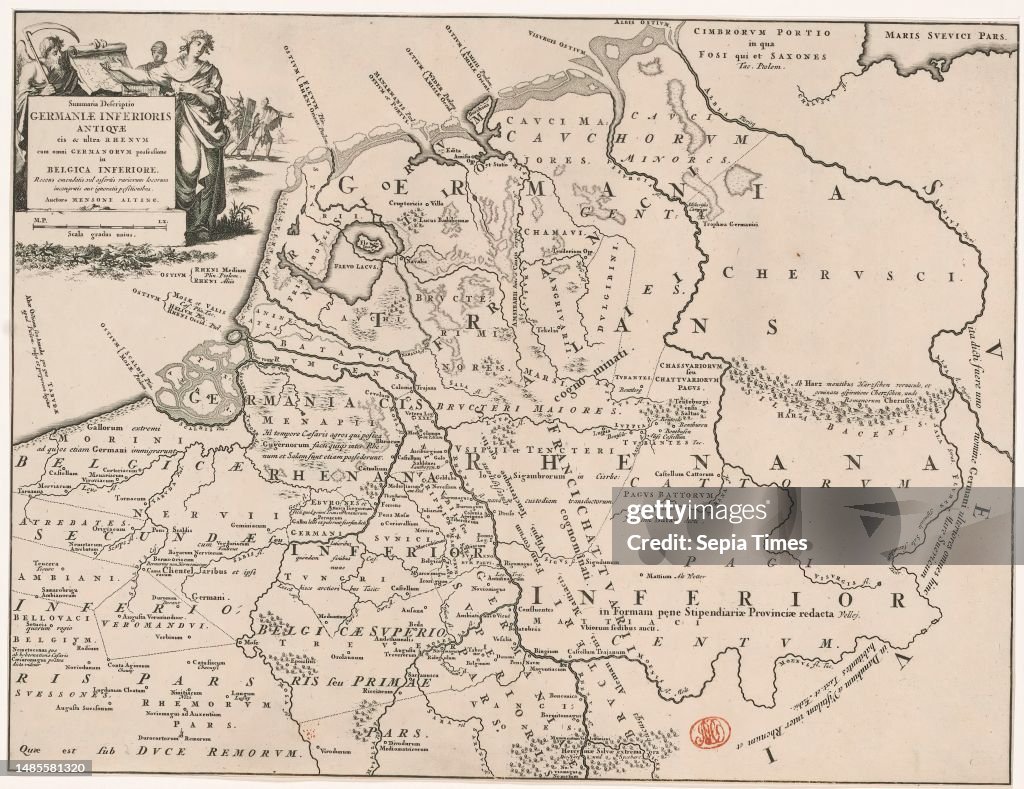 Dutch Batavia Map Historical map of the Netherlands with the areas of the Batavians and ...