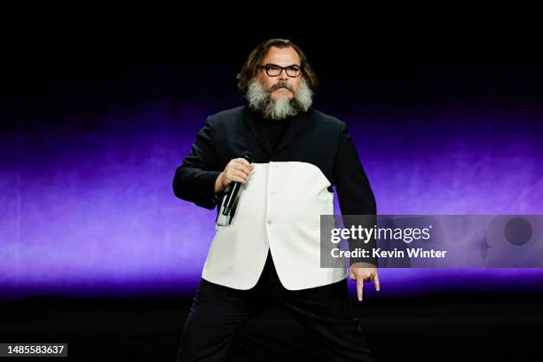 Jack Black speaks onstage during Universal Pictures and Focus Features' special presentation featuring footage from its upcoming slate at The...