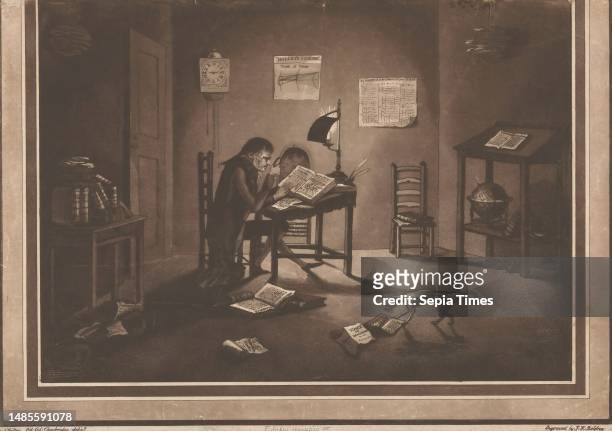 Portrait of Samuel Vince at work in his study, Helluones librorum, The astronomer and mathematician Samuel Vince sits behind his writing desk in his...