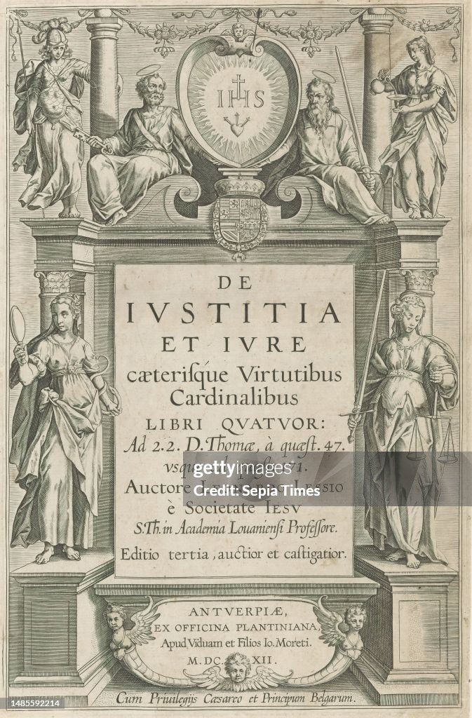 Peter, Paul, Prudence and Justice, Title page for: Leonardus Lessius ...