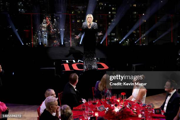 Jennifer Coolidge speaks onstage at the 2023 TIME100 Gala at Jazz at Lincoln Center on April 26, 2023 in New York City.