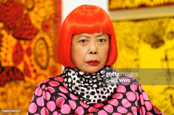 Japanese artist Yayoi Kusama at her ‪Whitney Museum of American Art‬ restrospective exhibit. Kusama wears Louis Vuitton.