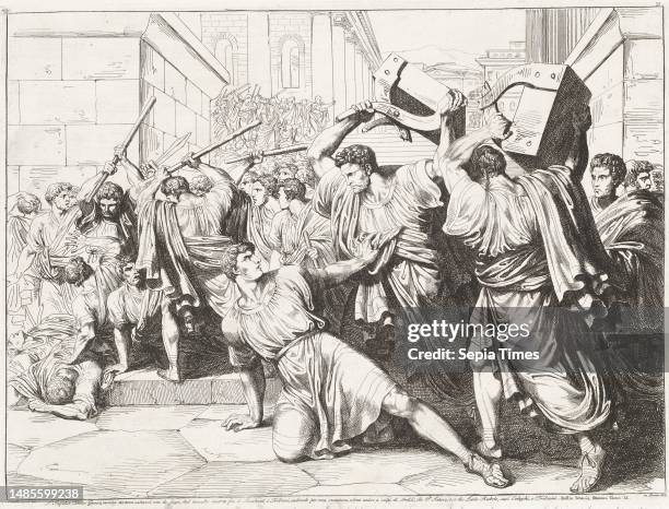 The Death of Tiberius Gracchus, Bartolomeo Pinelli During a revolt, Tiberius Gracchus and his followers are beaten to death, print maker: Bartolomeo...