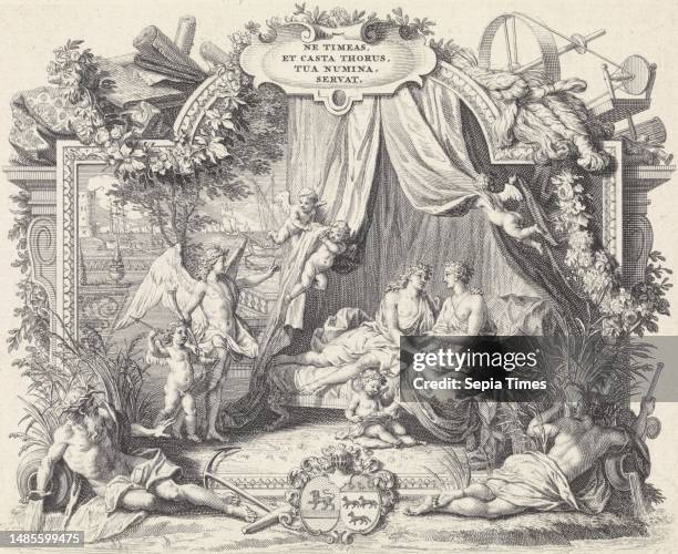 Allegorical representation on the occasion of the marriage of Jacob Dircksz van Lennep and Susanna Catharina de Wolff, Bernard Picart Allegorical...