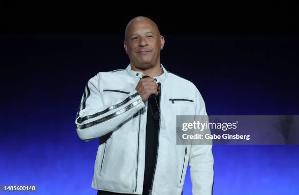 Vin Diesel promotes the upcoming film "Fast X" during the Universal Pictures and Focus Features presentation during CinemaCon, the official...