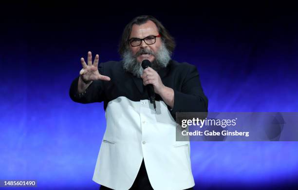 Jack Black promotes the upcoming film "Kung Fu Panda 4" during the Universal Pictures and Focus Features presentation during CinemaCon, the official...