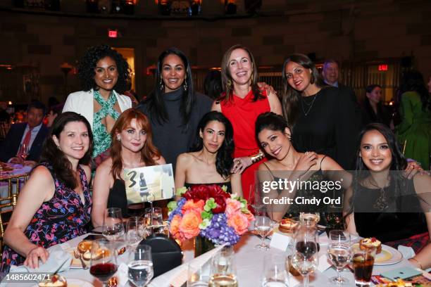 Nina Davuluri, Samantha Barry, Huma Abedin, Martha Adams, and Freida Pinto attend the Room to Read 2023 New York Gala at Gotham Hall on April 26,...