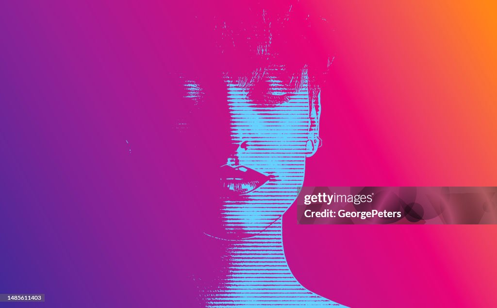 Close up portrait of beautiful woman with eyes closed