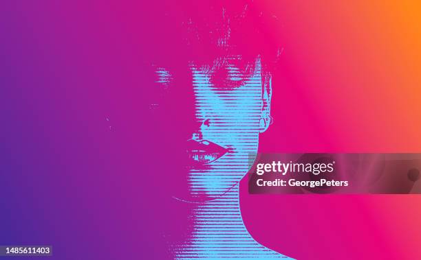 close up portrait of beautiful woman with eyes closed - mindful stock illustrations