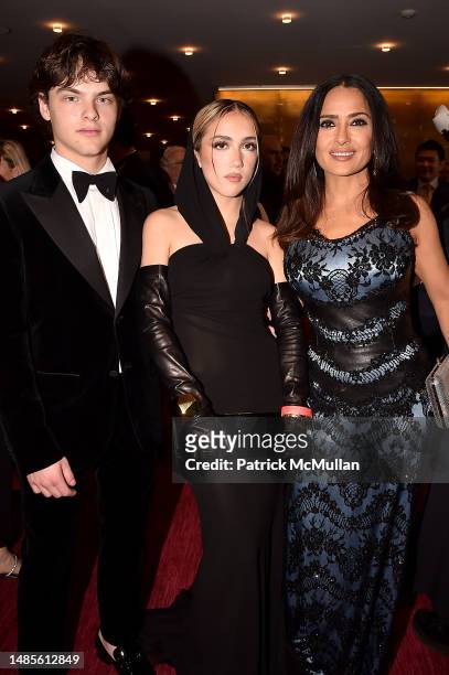 Valentina Paloma Pinault, Augustin James Evangelista and Salma Hayek attend 2023 TIME100 Gala at Jazz at Lincoln Center on April 26, 2023 in New York...