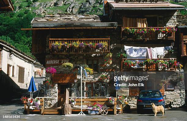 traditional alpine house , bonneval. - car pet barrier stock pictures, royalty-free photos & images