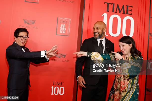 Ke Huy Quan, Keegan-Michael Key, and Elisa Key attend the 2023 Time100 Gala at Jazz at Lincoln Center on April 26, 2023 in New York City.