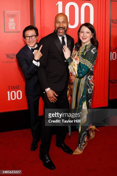 Ke Huy Quan, Keegan-Michael Key, and Elisa Key attend the 2023 Time100 Gala at Jazz at Lincoln Center on April 26, 2023 in New York City.