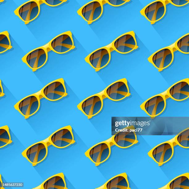 yellow sunglasses seamless pattern. - summer of 77 stock illustrations