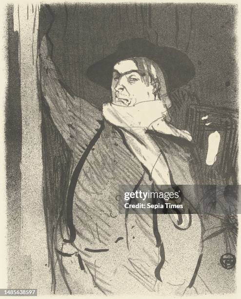 Aristide Bruant always performed in Les Ambassadeurs in the costume in which he was immortalized by Toulouse-Lautrec: a big hat, velvet cardigan, a...