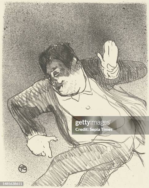 Portrait of comedian Caudieux dancing in Petit Casino Caudieux Petit Casino Le cafa concert , print maker: Henri de Toulouse-Lautrec, , publisher:...