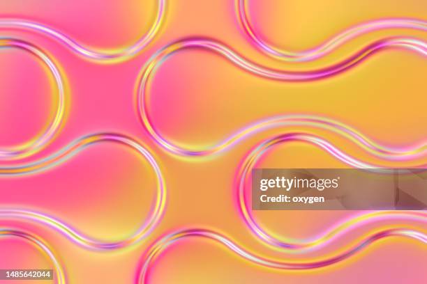 abstract pink yellow neon blob quotes circle infinity amoeba shapes background - liquid explosion stock-fotos und bilder