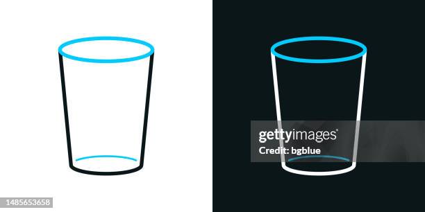 empty glass. bicolor line icon on black or white background - editable stroke - empty glass stock illustrations