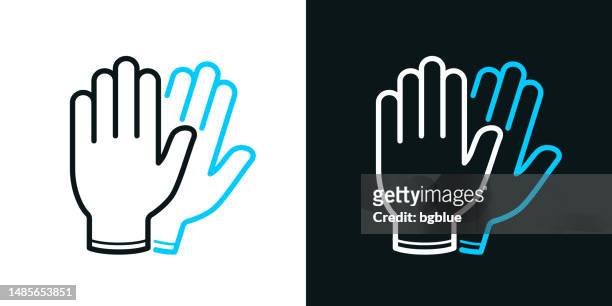 protective rubber gloves. bicolor line icon on black or white background - editable stroke - rubber gloves stock illustrations