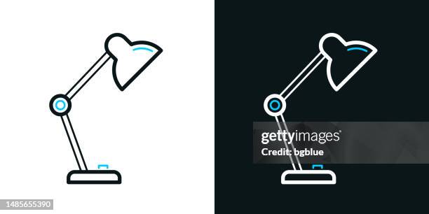 desk lamp. bicolor line icon on black or white background - editable stroke - table black background stock illustrations