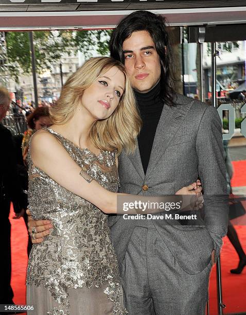 Peaches Geldof and Thomas Cohen attend the European Premiere of 'The Dark Knight Rises' at Odeon Leicester Square on July 18, 2012 in London, England.