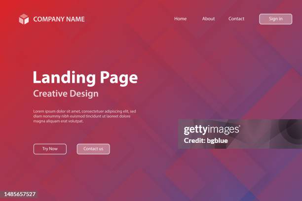 landingpage template - abstrakter hintergrund mit quadraten und lila farbverlauf - trendiges design - rautenmuster stock-grafiken, -clipart, -cartoons und -symbole