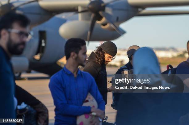 Tunisian citizens, who were evacuated from Sudan arrive at the Tunis Carthage Airport on April 26 Multiple nations have scrambled to evacuate embassy...