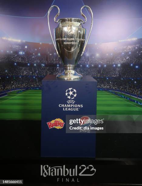 The UEFA Champions League Cup is exhibited ahead of the UEFA Champions League final to be held at Atatürk Olympic Stadium on 10 June on April 27,...