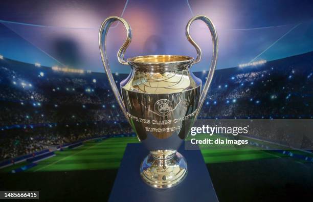 The UEFA Champions League Cup is exhibited ahead of the UEFA Champions League final to be held at Atatürk Olympic Stadium on 10 June on April 27,...