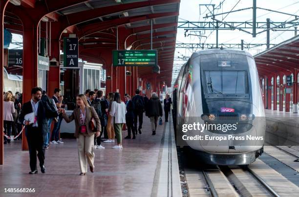 Passengers during the inauguration of the Ouigo line between Madrid, Albacete and Alicante, at Madrid-Chamartin-Clara Campoamor Station, on 27 April,...