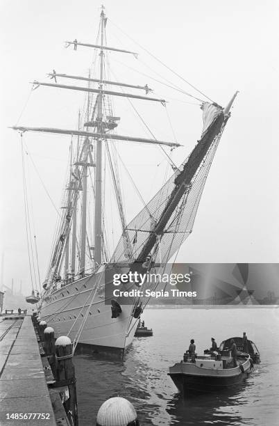 Chilean naval training ship Esmeralda moored at Stenen Hoofd. The Esmeralda, April 23 Navy, training, ships, The Netherlands, 20th century press...