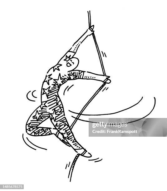 rope artist woman drawing - gymnastics stock illustrations