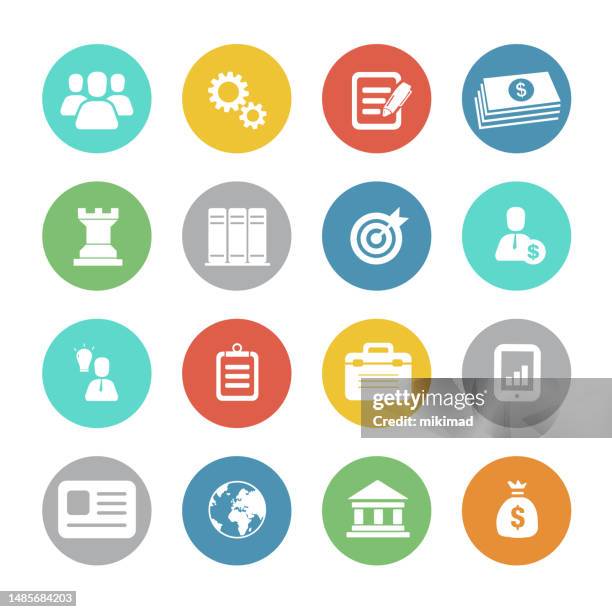 business-icon-set. flaches design. vektor. illustration. - finanzwirtschaft und industrie stock-grafiken, -clipart, -cartoons und -symbole
