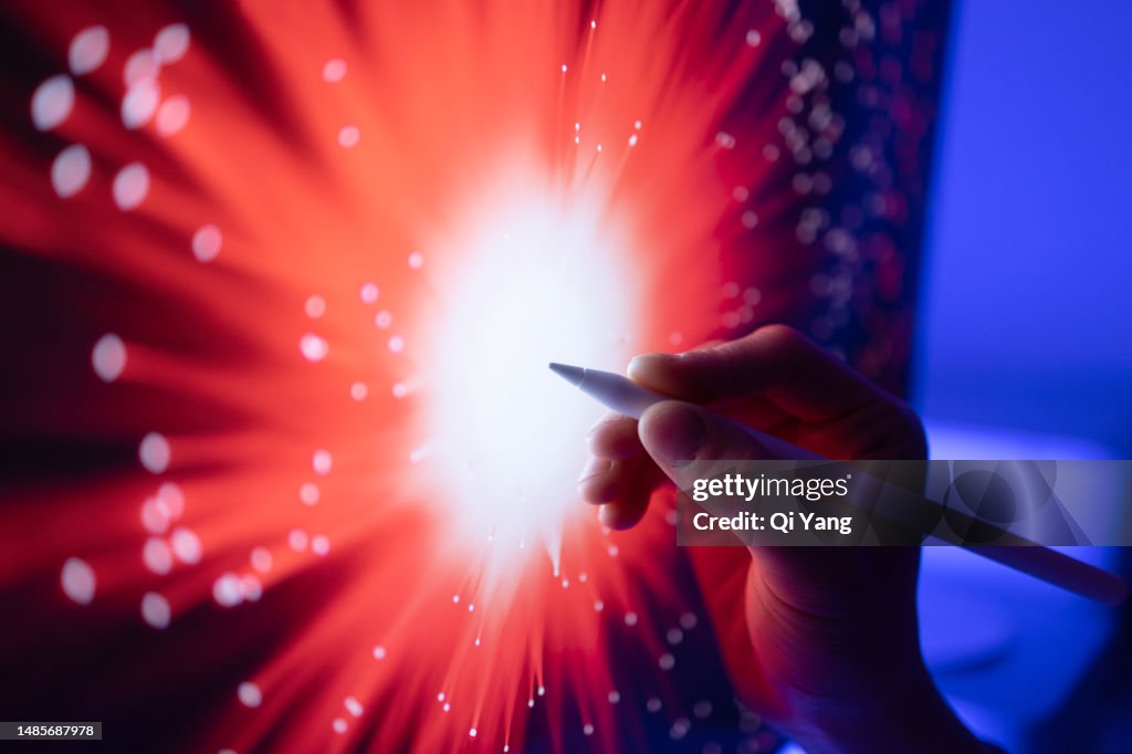 Close-up of using a digital pencil
