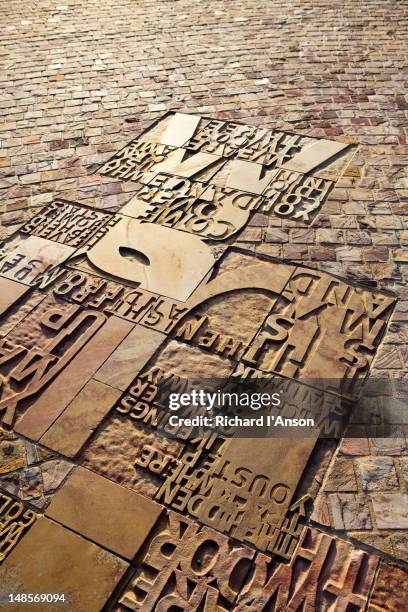 sandstone paving in federation square. - sandstone paving stock pictures, royalty-free photos & images