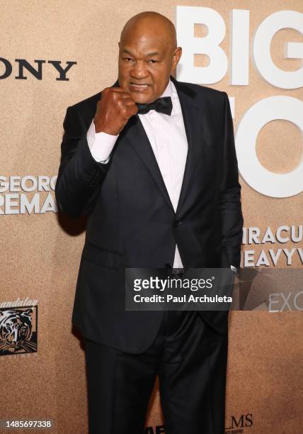 George Foreman attends the world premiere of Affirm Films' "Big George Foreman" at Regal LA Live on April 26, 2023 in Los Angeles, California.