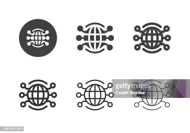 future globe icons - multi series - semiconductors stock illustrations