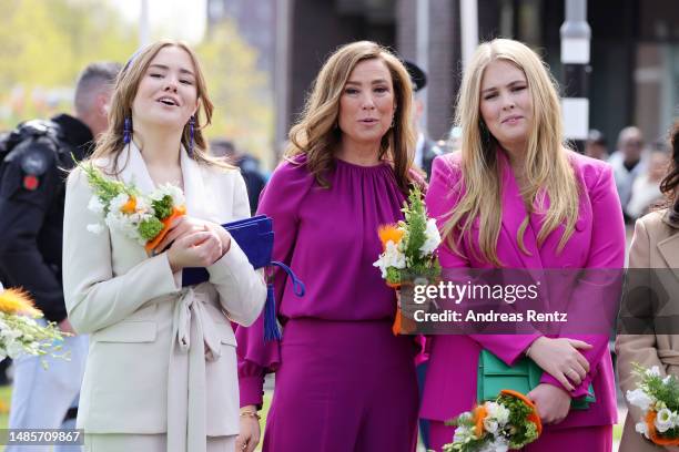 Princess Ariane of The Netherlands, Princess Marilene of the Netherlands and Princess Amalia of The Netherlands are seen during Kingsday celebrations...